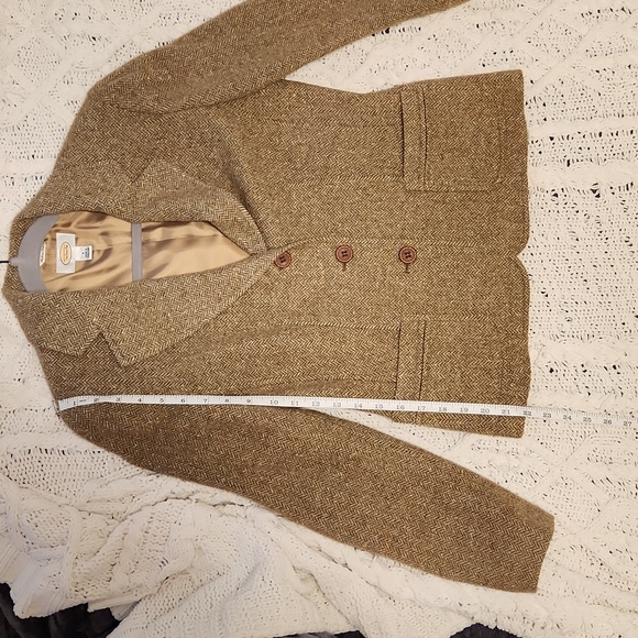 Talbots wool blazer, brown and ivory herringbone pattern. Size 4 - Picture 7 of 9